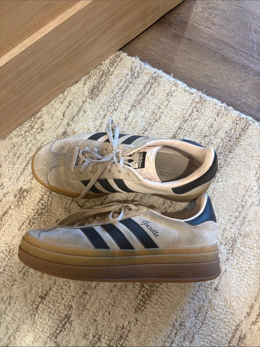 adidas light pink Suede Gazelle Sneakers with Black Stripes